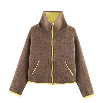 Damen Fleecejacke Oversized Hochkragen Praktische Taschen