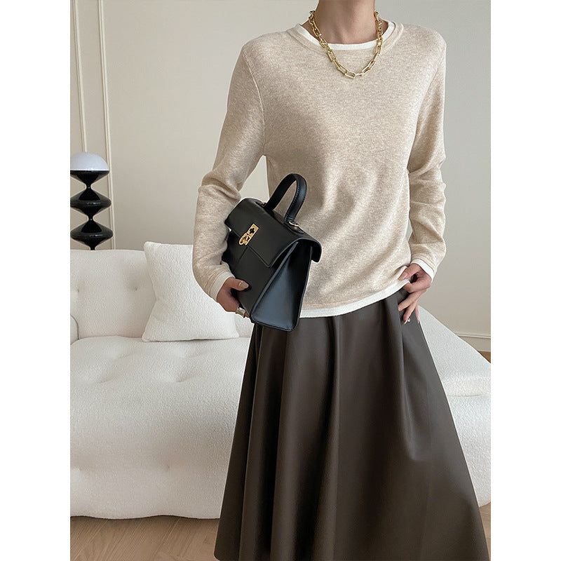 Damen Pullover mit Kontrastdetails Feinripp