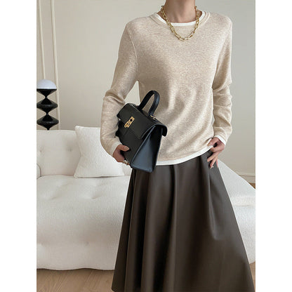 Damen Pullover mit Kontrastdetails Feinripp