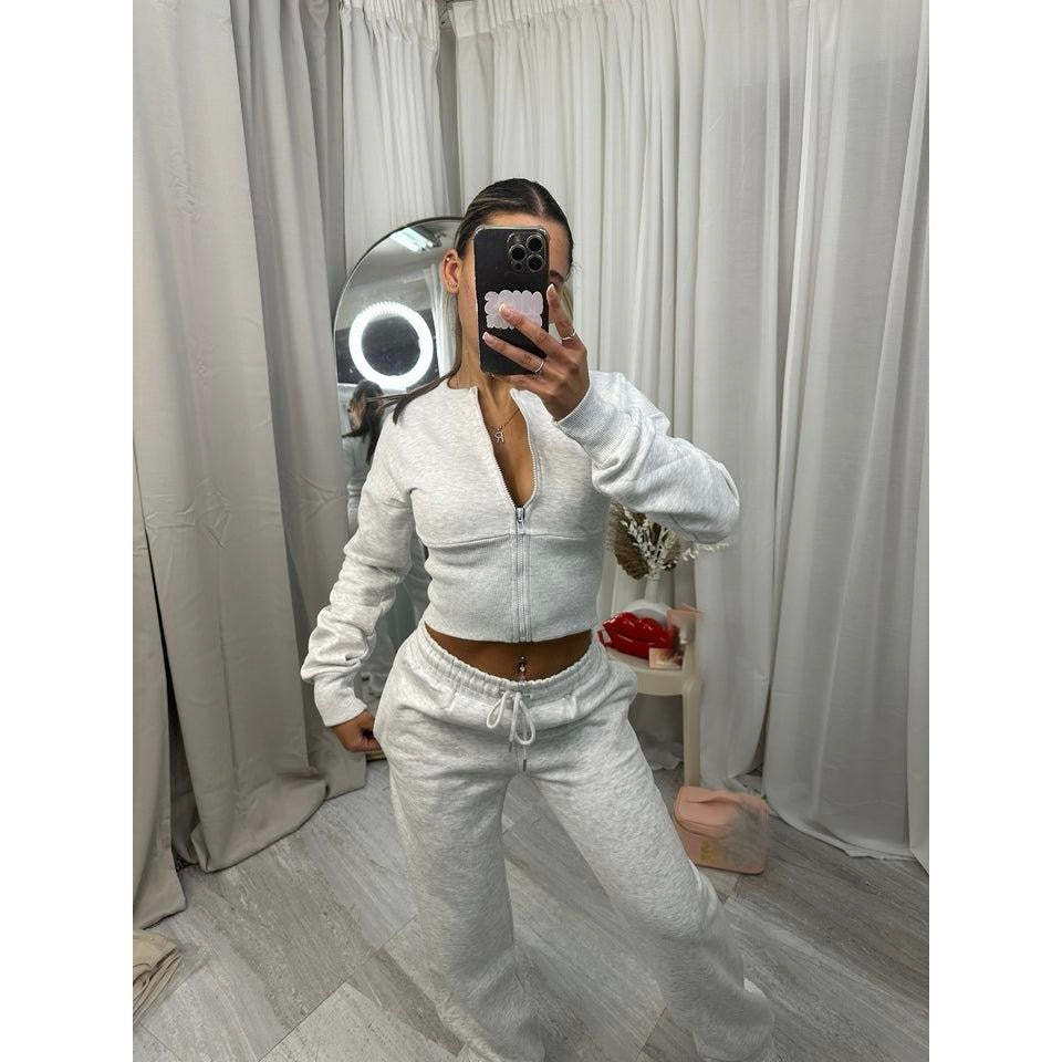 Damen Cropped Kapuzenjacke Jogginghose Set Eveloria