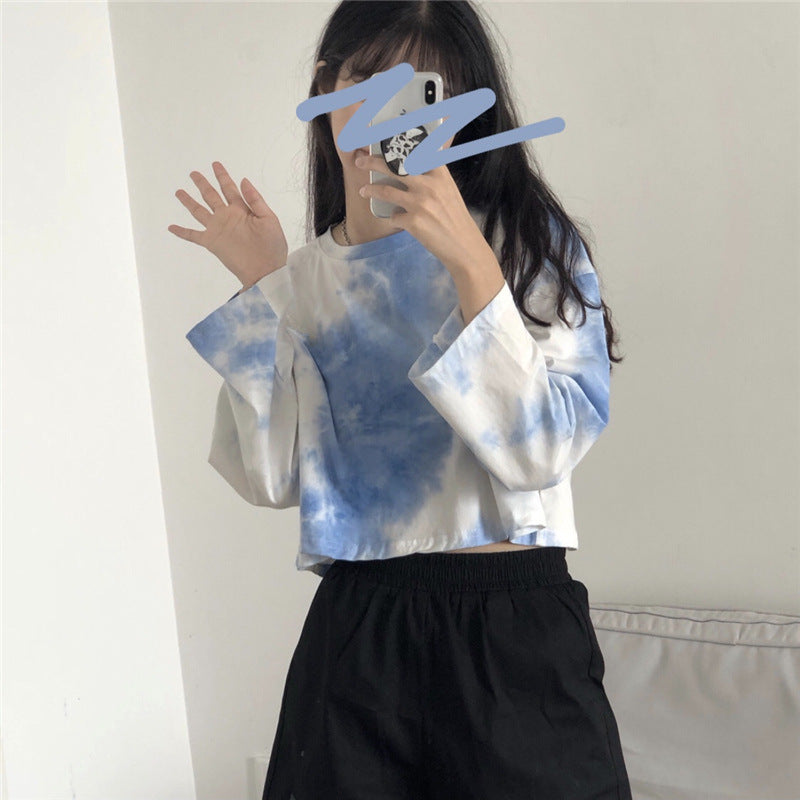 Damen Cropped Sweatshirt Batik-Design Lässig Eveloria