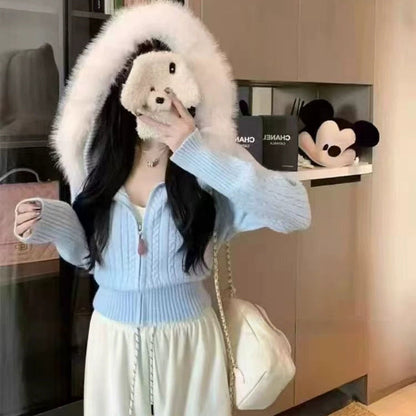 Damen Cardigan Strukturierter Zopf Look Hochwertiges Innenfutter