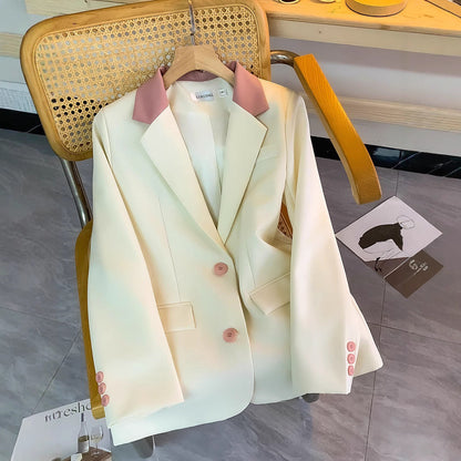 Damen Blazer Elegant Kragen Knopfdetails