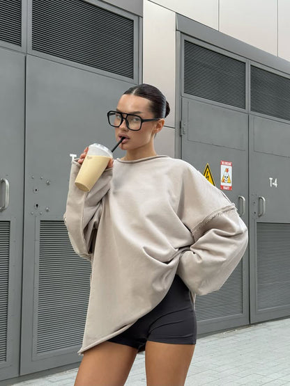 Damen Sweatshirt Asymmetrischer Schnitt Eveloria