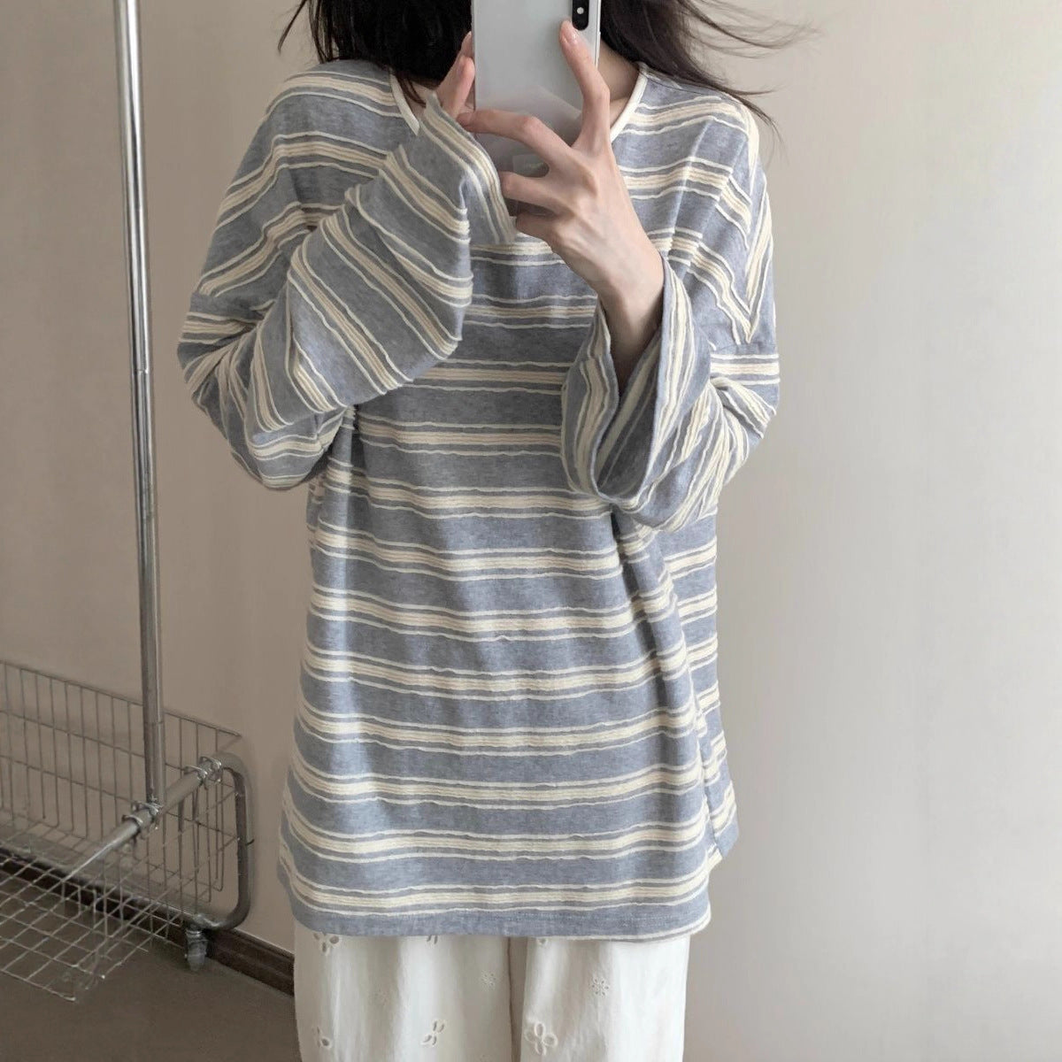 Damen Langarmshirt Lagenlook Baumwolle Elegant