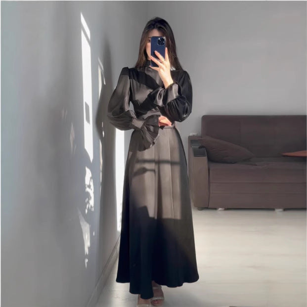 Damen Maxikleid Weite Ärmel Raffinierter Schnitt Eveloria