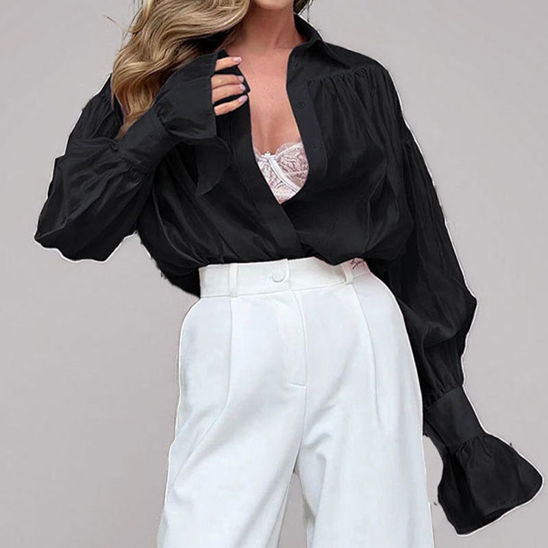 Damen Bluse Weit Schnitt Ballonärmel Eveloria - Eveloria