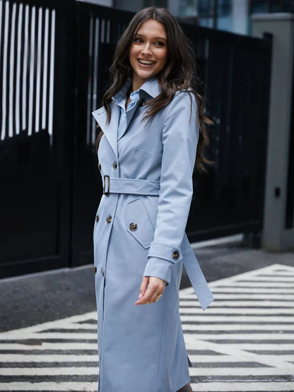 Damen Trenchcoat Doppelter Knopfleiste Taillengürtel