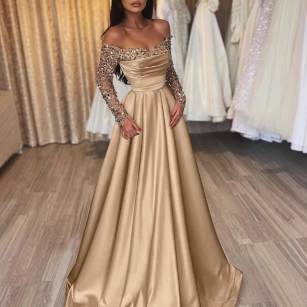 Damen Abendkleid mit Schimmer-Oberteil und Taillenschnitt