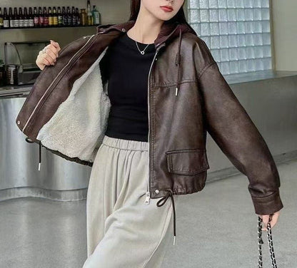 Damen Kunstlederjacke Lässig Eveloria
