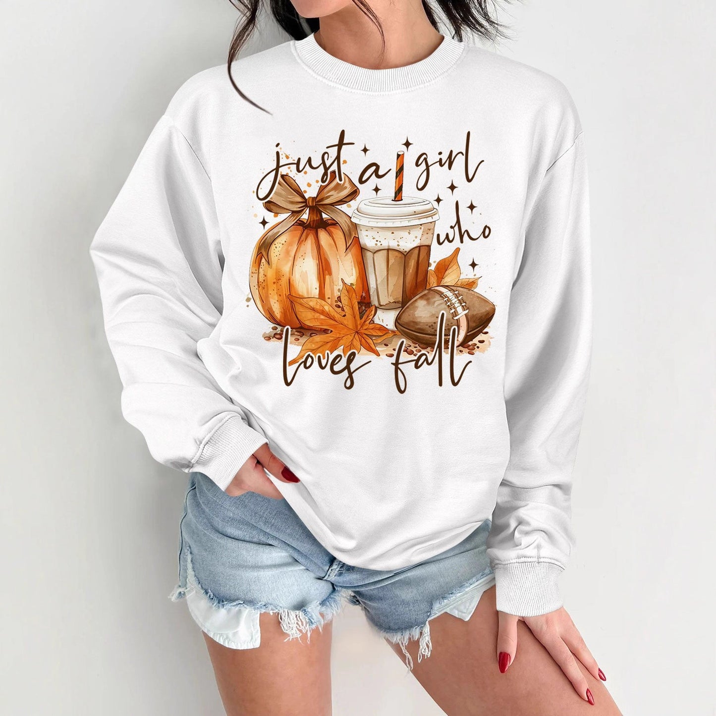 Damen Sweatshirt Herbstmotiv Baumwolle Inspirierender Druck Beige