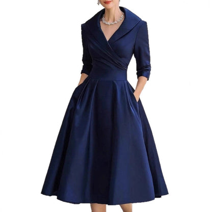 Damen Wickelkleid mit Schößchen und Taschen Eveloria