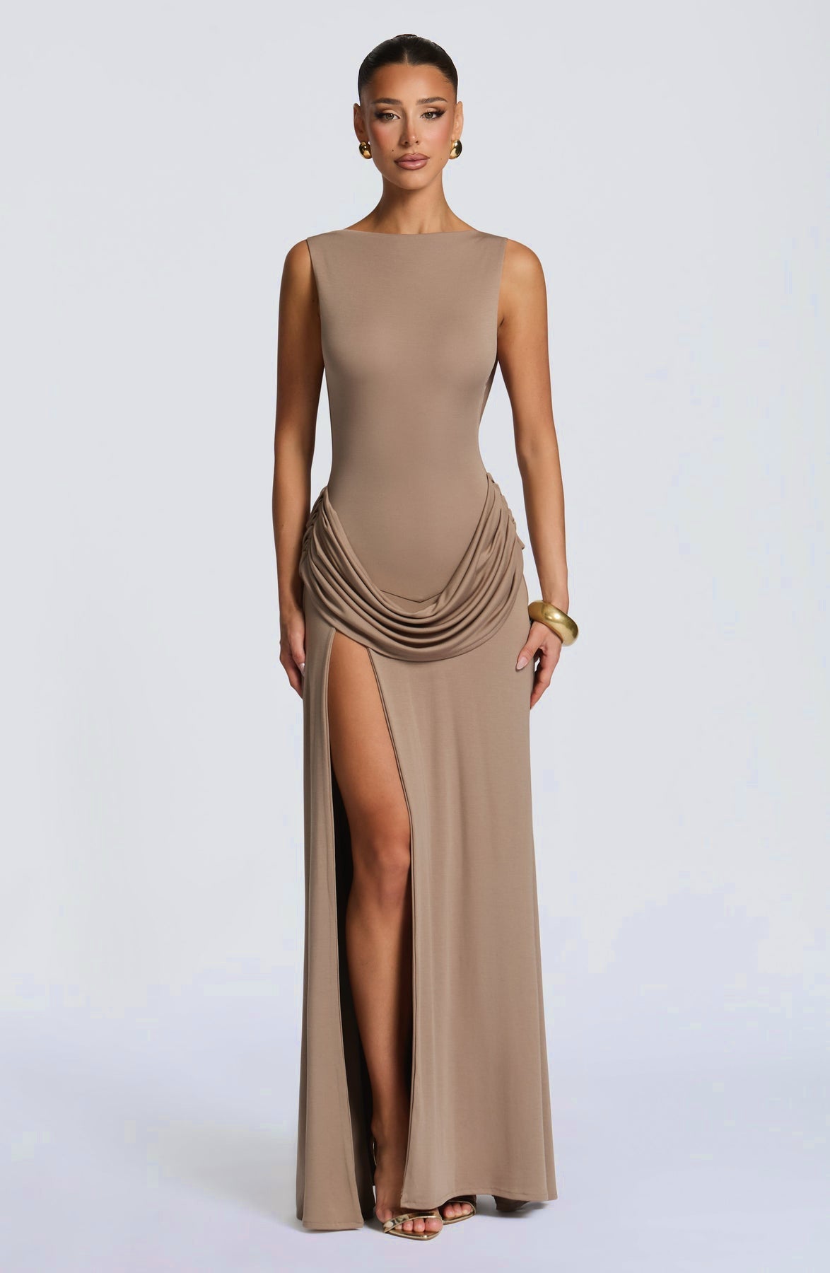 Damen Maxikleid Elegantes Design Raffinierte Drapierung