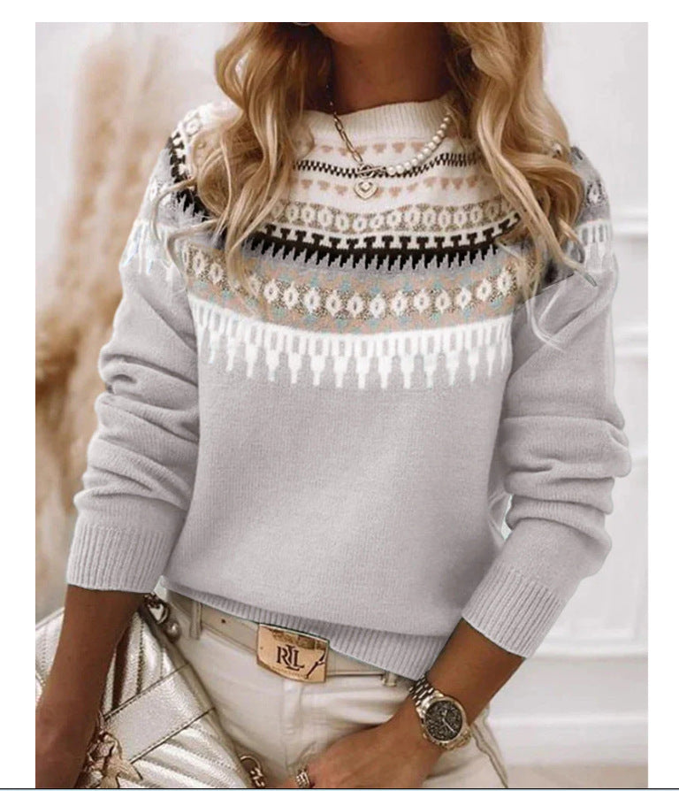 Damen Pullover Skandinavisches Strickdesign Verspieltes Muster