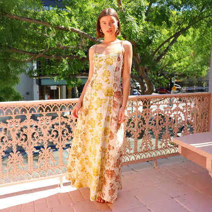 Damen Maxikleid Sommer Floral Spitzen Träger
