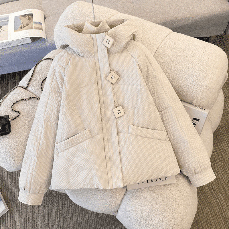 Damen Winterjacke Puffy mit Kapuze und Knöpfen Eveloria
