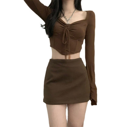 Damen Cropped Longsleeve mit Kordelzug Eveloria