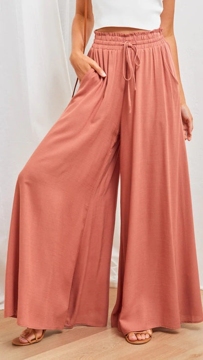 Elastischer Gürtel Damenhohe Taille Hose Weites Bein