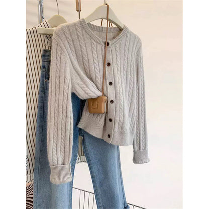 Damen Strickjacke Zopfmuster Eveloria