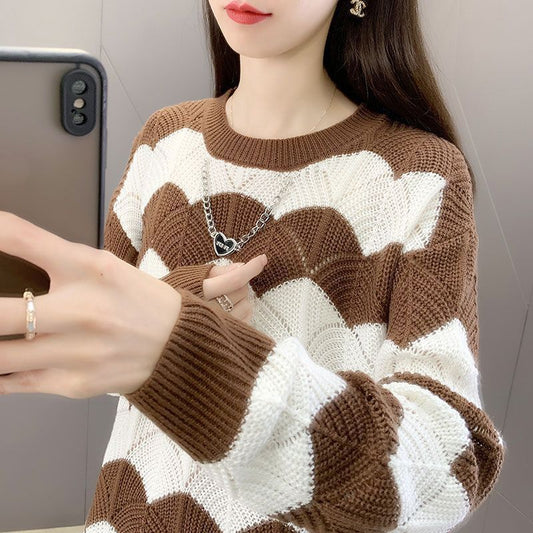 Damen Grobstrickpullover Wellenmuster Eveloria - Eveloria