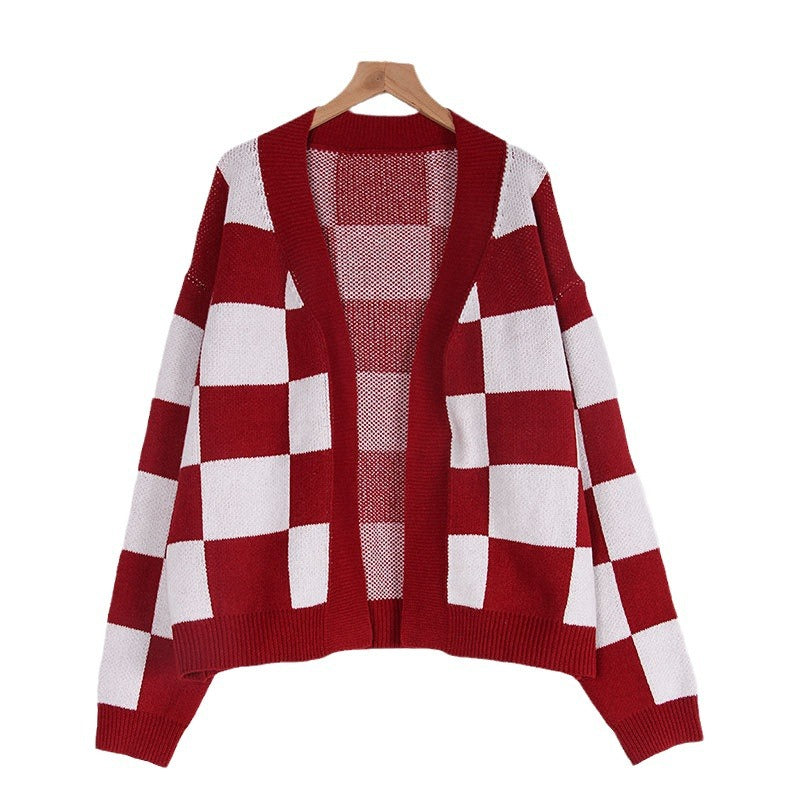 Damen Strickjacke Karomuster Eveloria