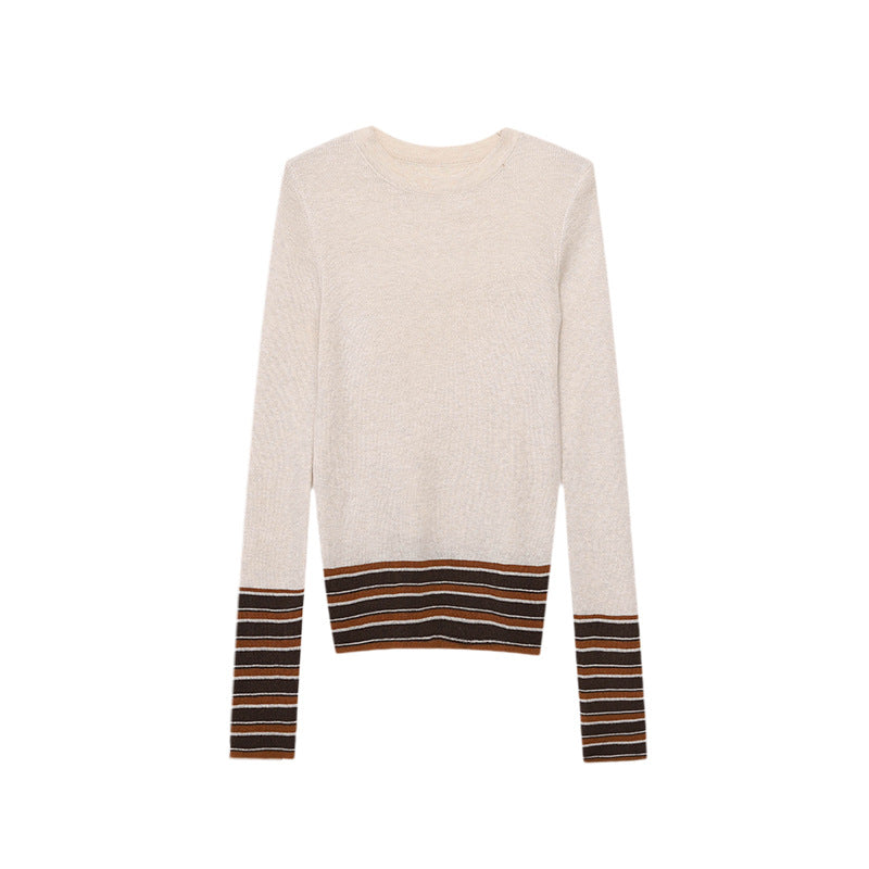Damen Strickpullover Streifenmuster Eveloria