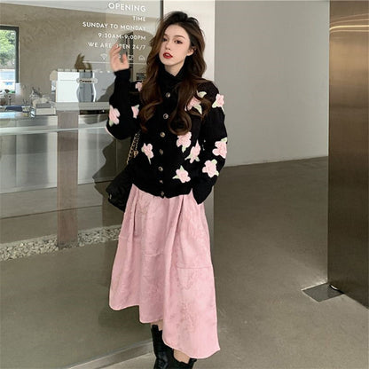Damen Strickjacke Floralmuster Eveloria