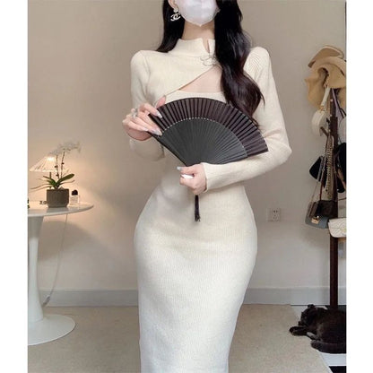 Damen Midikleid Asymmetrisch Strukturiert