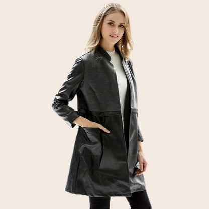 Damen Kunstlederjacke Leicht Tailliert Eveloria