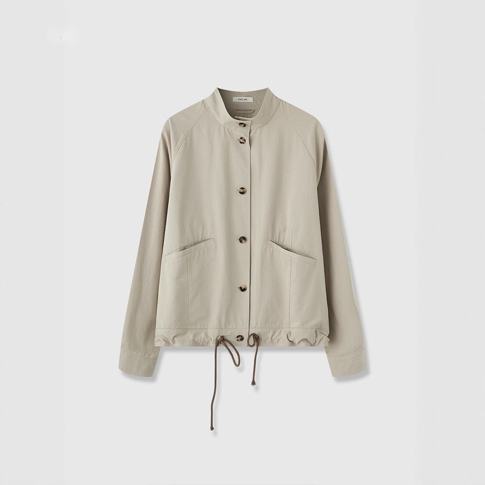 Damen Übergangsjacke mit Kapuze und verstellbarem Bund