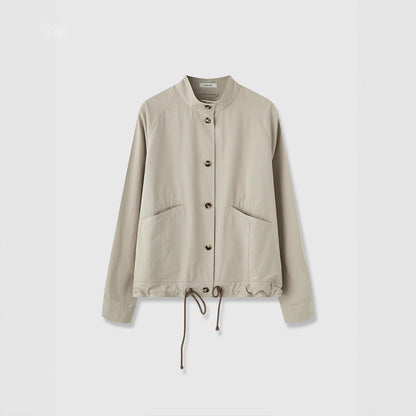 Damen Übergangsjacke mit Kapuze und verstellbarem Bund