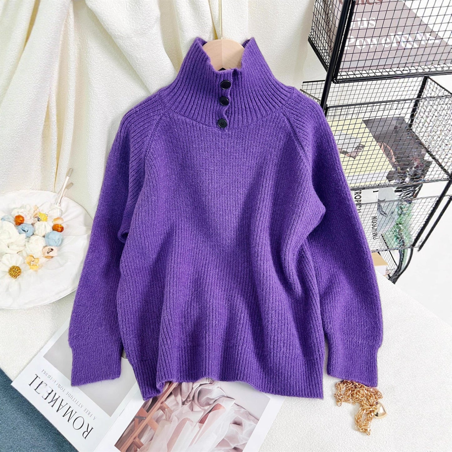 Damen Rollkragenpullover Weiches Strickmaterial Warm Eveloria