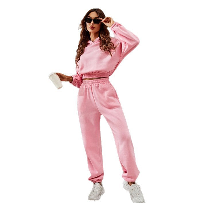 Damen Freizeitanzug mit Hoodie und elastischen Jogginghosen