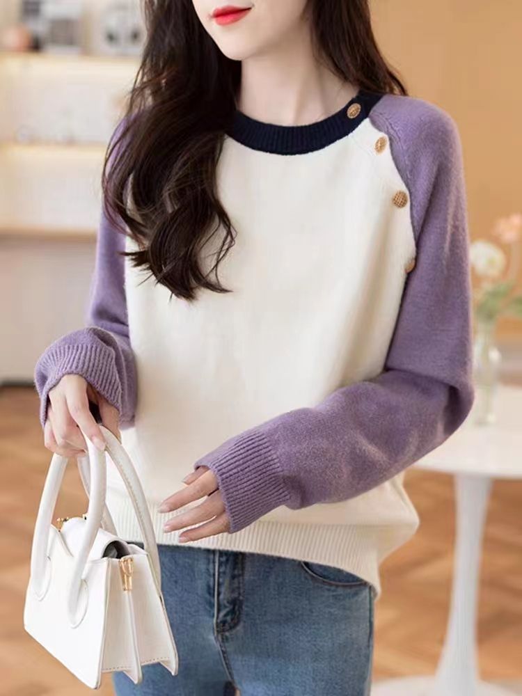 Damen Strickpullover Große Knöpfe Kuschelig Grau Eveloria
