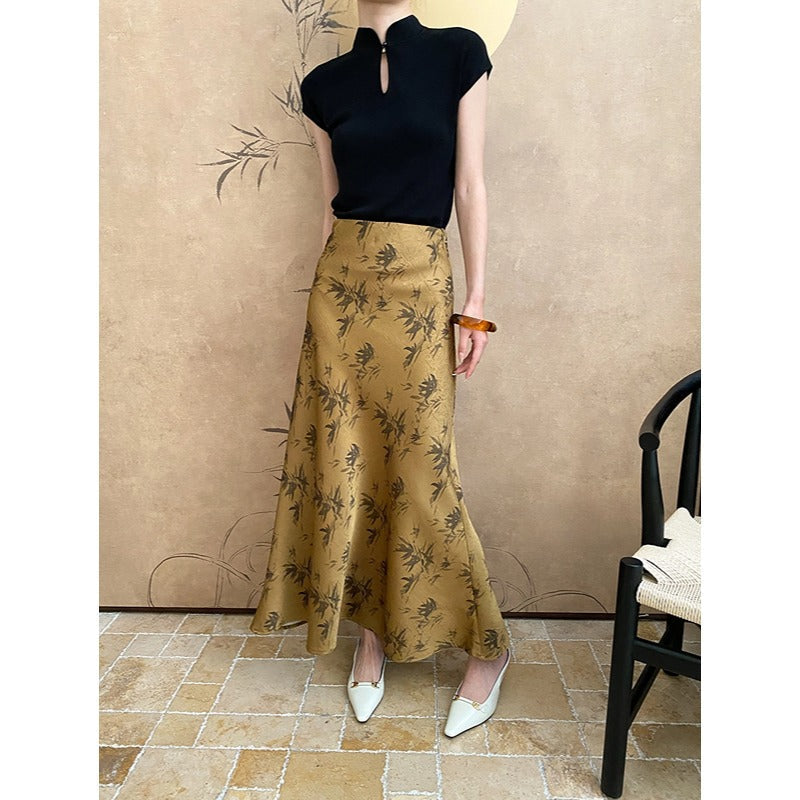 Damen Maxirock Floralmuster Fließender Schnitt Eveloria