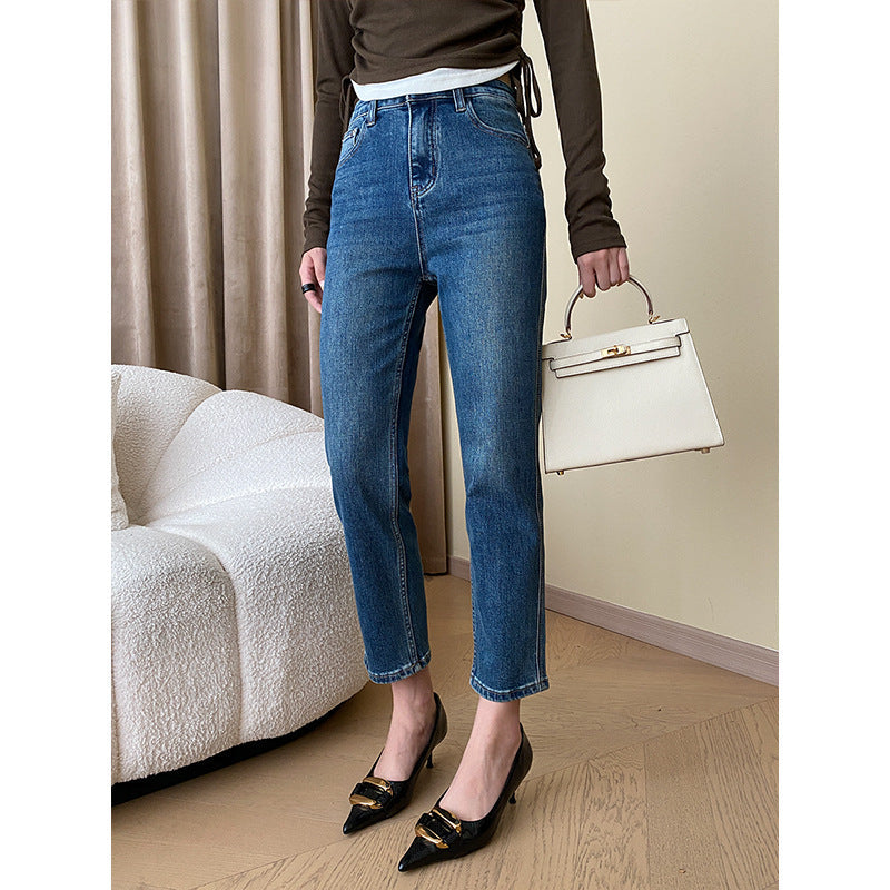 Damen Hochgeschnittene Jeans Umklappsaum Eveloria