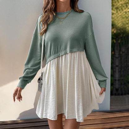 Damen Sweatkleid Farbblockdesign Lässig Eveloria
