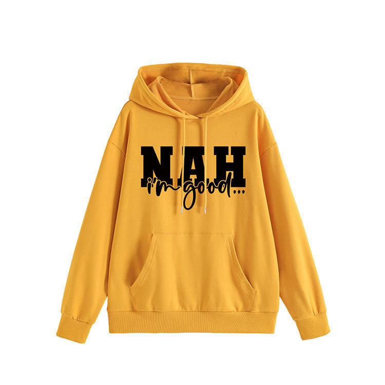 Damen Kapuzenpullover Bequem Motivierender Schriftzug Grau