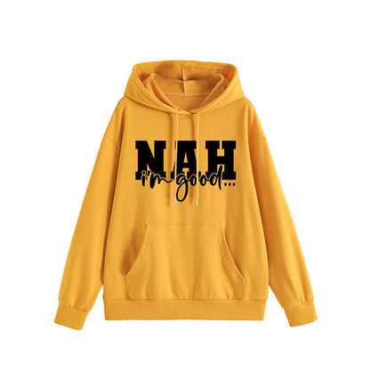 Damen Kapuzenpullover Bequem Motivierender Schriftzug Grau