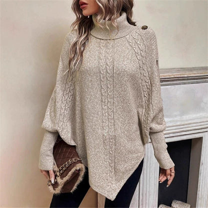 Damen Strickpullover Rollkragen Kuschelfaser Beige