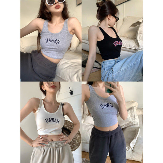 Damen Cropped Tanktop Bequem Baumwolle Weiß - Eveloria