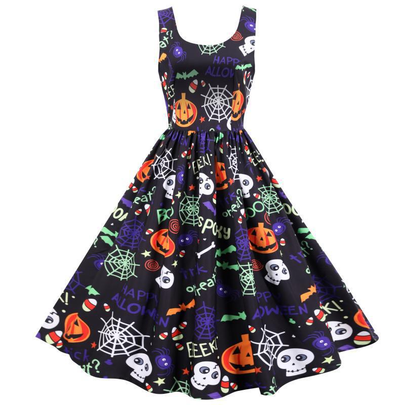 Damen Halloween-Kleid A-Linie Schwarz - Eveloria