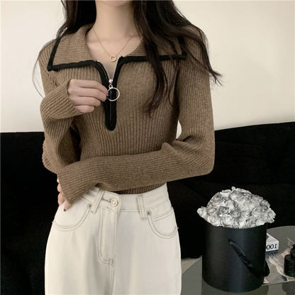 Damen Pullover Rippstruktur Modisch Eveloria