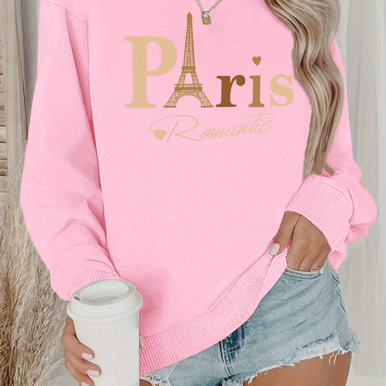 Damen Sweatshirt Paris-Design Romantisch Eveloria