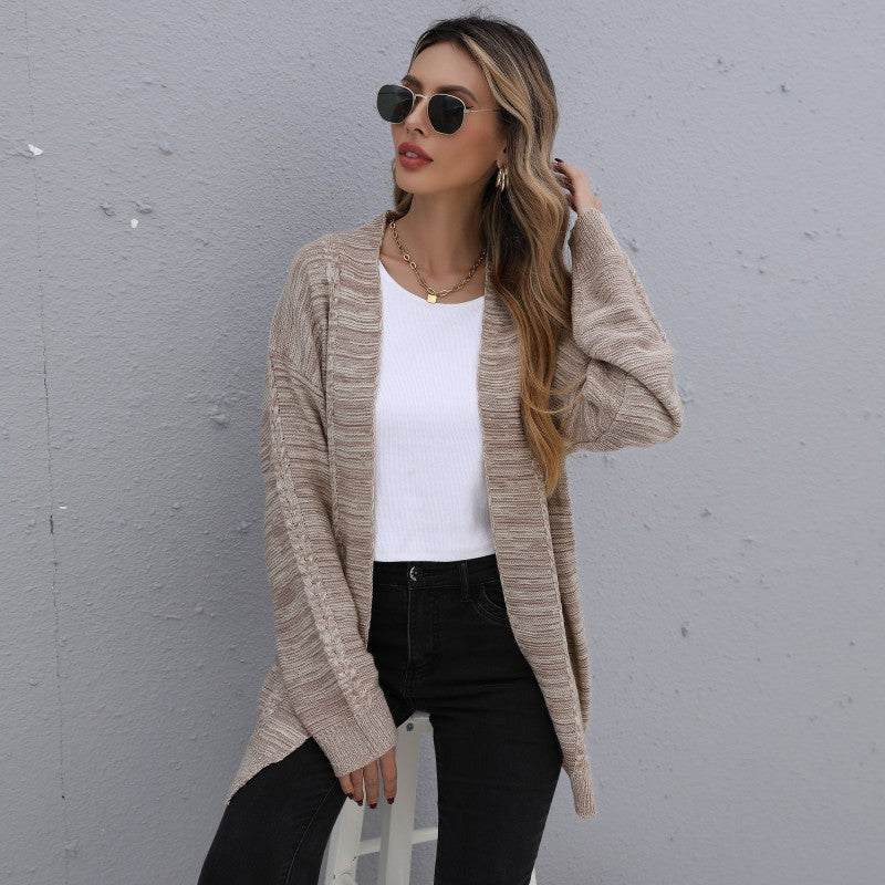 Damen Cardigan Lässiger Schnitt Strukturstrick Beige