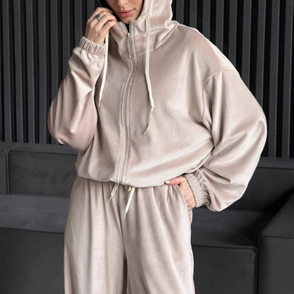Damen Fleece Sportanzug Lässig Mit Taschen