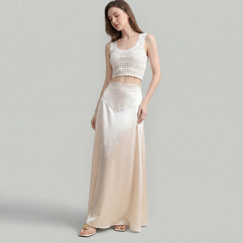 Damen Maxi-Rock Edelstoff Fließender Schnitt