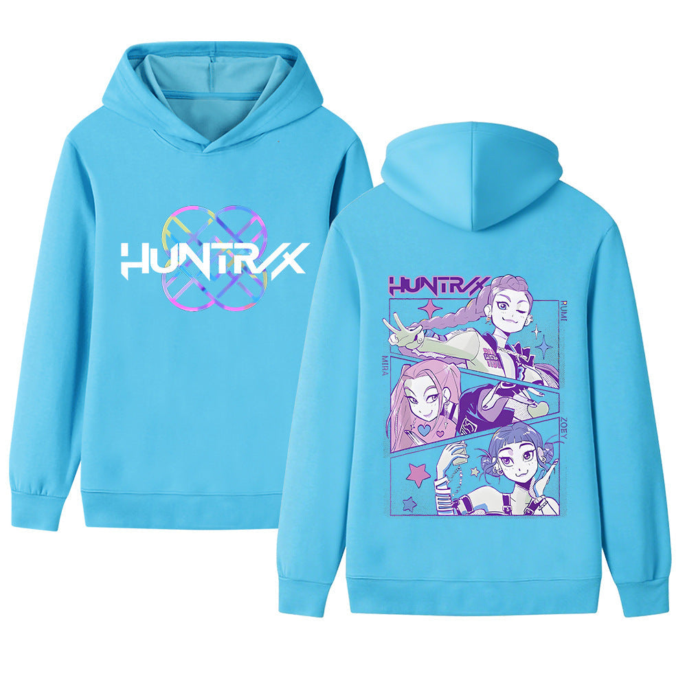 Damen Kapuzensweater Anime-Design Gemütlich Grau Eveloria