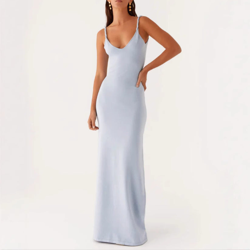 Eveloria Damen Maxikleid V-Ausschnitt Elastisch