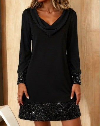 Damen Kleid mit Schimmer Saum und Rückenausschnitt Eveloria